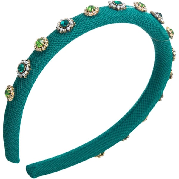 1 st. Bröllopshårtillbehör med utsmyckade strass pannband Barockpärlor Pärlade hårband Green