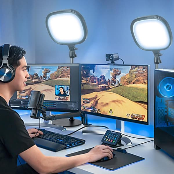 SQCLV Skrivebords Videolys Med Stativ Live Broadcast Fyldlys Studiolys Dæmpbar Til Makeup Live Streaming