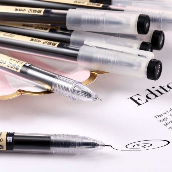 0,35 mm Sort Gel Blæk Pen Ekstra Fin Kuglepen til Kontor Skole Sort 12 Pieces