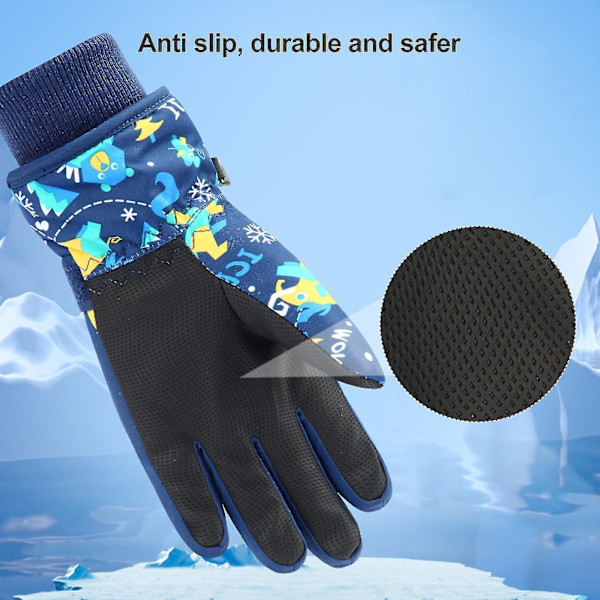 Vanntette, sprutsikre, varme og myke skihansker for barn, gutt og jente Blue S-Palm Width 3.5In