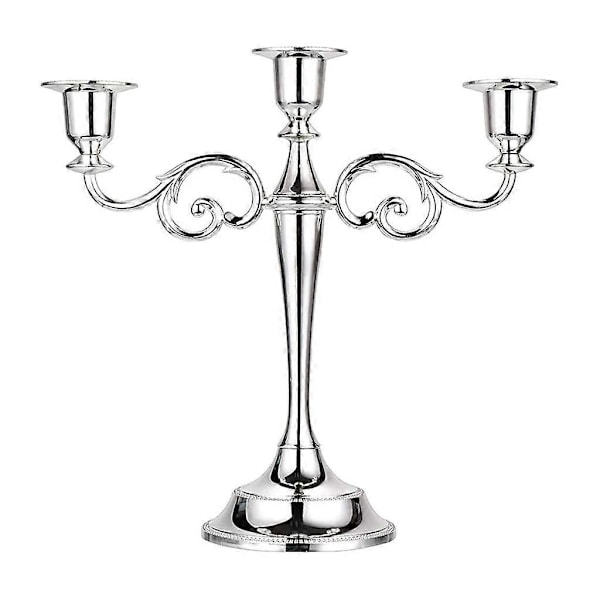 3 Ljusstake Pillar Ljusstake Matsalsrekvisita- Silver