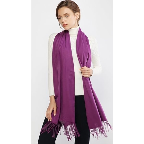 Dame Skjerf Pashmina Sjal og Wraps for Bryllup Skjerf for Kvinner Vinter Purple