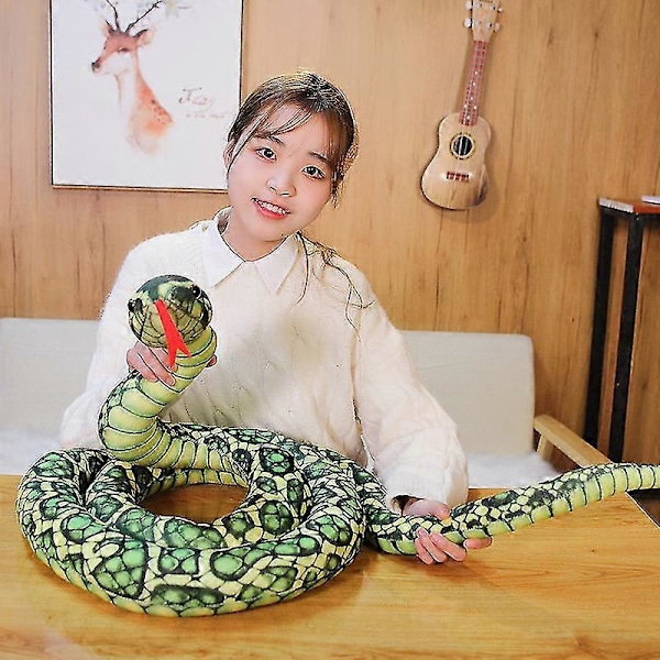 1 stk 200cm/300cm Kæmpe Slanger Plys Legetøj Simulation Lang Gylden Python Udstoppede Slange Plys Børn Drenge Gave Boligindretning green 160cm