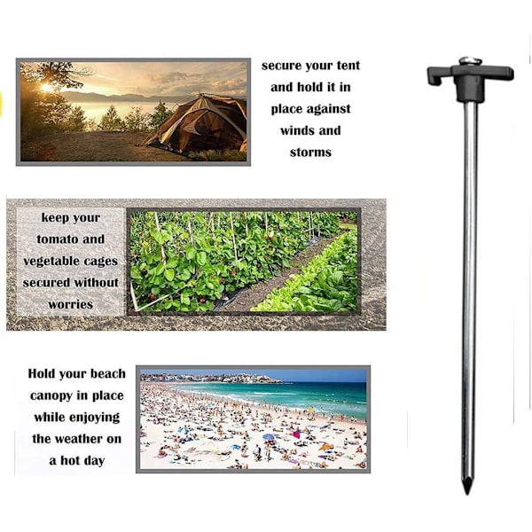 Store teltplugger, kraftige stormsikre rustfrie teltplugger – Galvanisert stål, hardt underlag, 8 stk, 25 cm, ideelle for steinete underlag