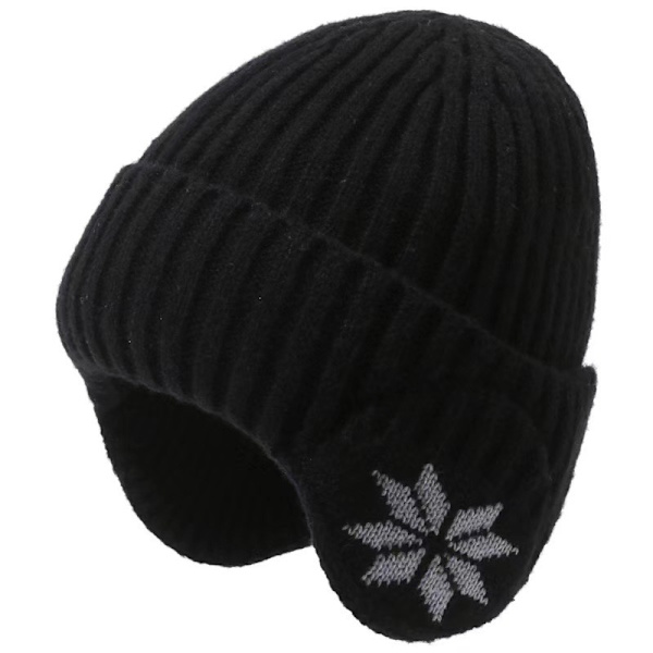 Vinter Blød Plys Strikket Hue Mænd Kvinder Vindtæt Sport Øreklapper Hue Solid Mode Hue Hatte Black