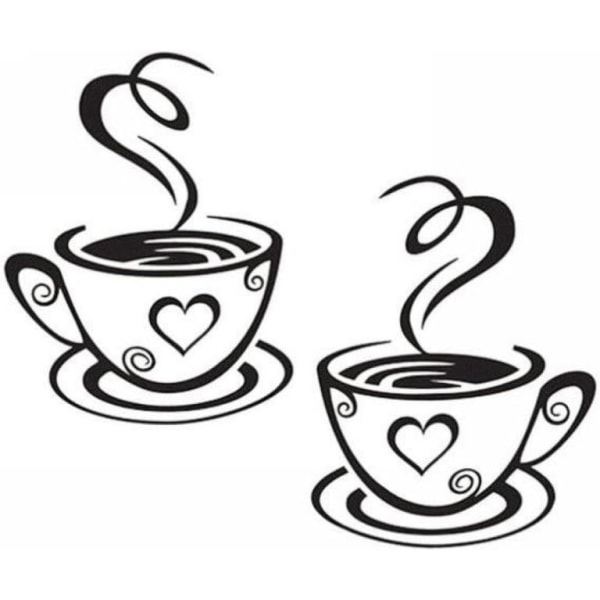 2 kaffekoppar Design dekaler Väggdekaler Kök Restaurang