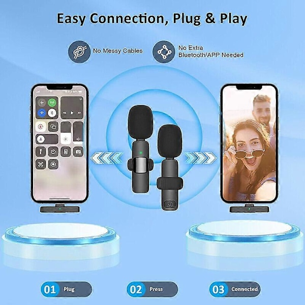 2024-Mini Trådlös Lavalier Mikrofon Mic Telefon För iPhone Typ C Inspelning Vlog-QM