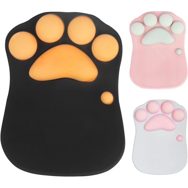 3D söt musmatta dator anime mjuk katt tass musmattor handledsstöd komfort silikon minnesskum spelmusmatta matta Black