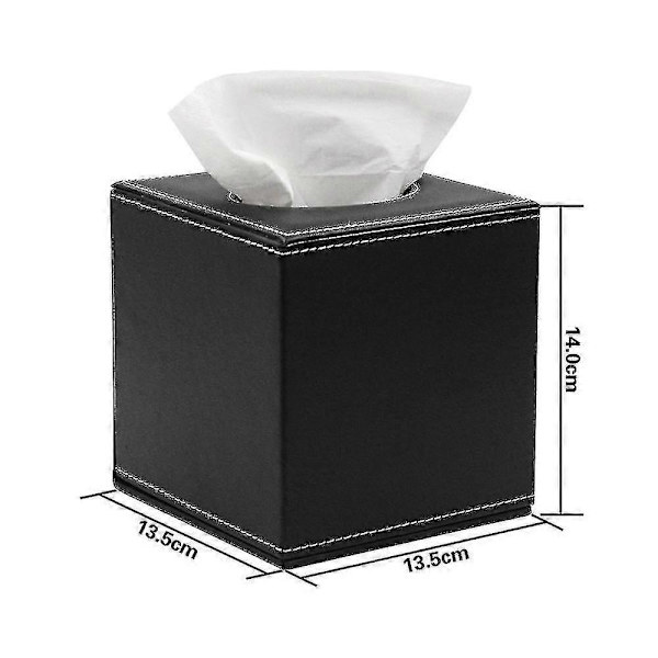 Tissueboxhållare i läder - svart Black