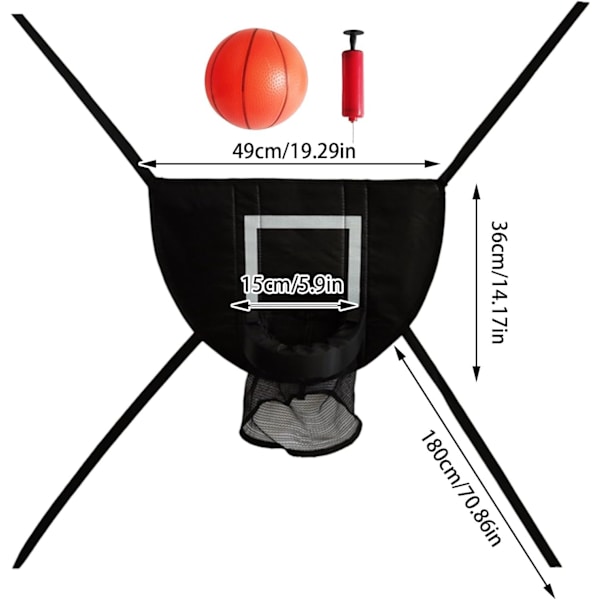 Uppblåsbar poolkorgmål-kit studsmatta basketfäste med hölje 1 mini och 1 för inomhus- och utomhusleksspel Lätt att installera Black