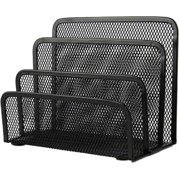 Letter Tray with 3 Compartments, Metal Mesh Mail Organizer, for Documents, Papers, Letters, Black