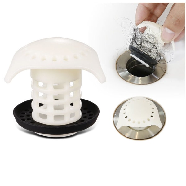 2-pack Badkar/Handfat Hårfälla Dusch Avloppsskydd Filter, Vit, Avloppstorlekar 1.25\"-1.75\"