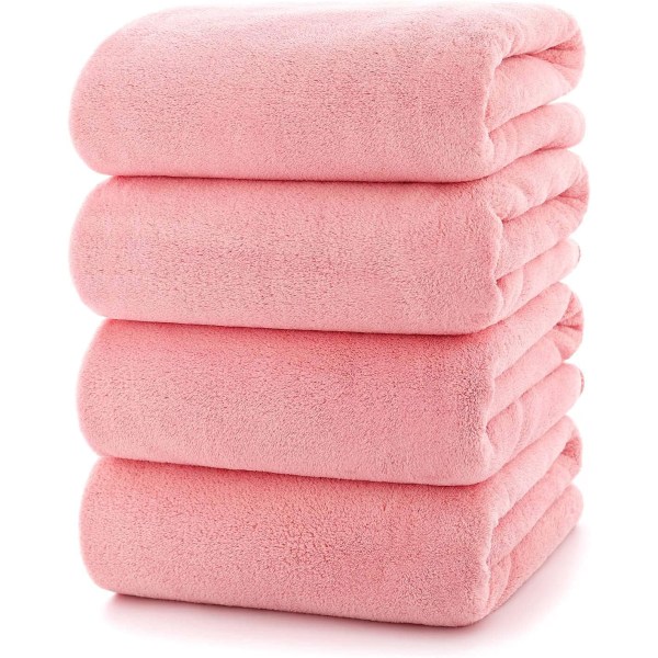 Handdukar 4-pack badlakan set supermjuka absorberande lätta torkar bra och hållbara gym strand resa, 55\" L x 27\" B, 4-pack Pink Red