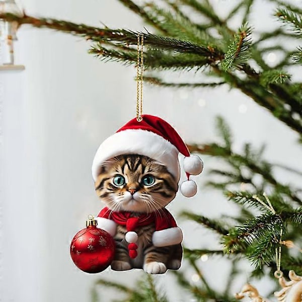 Tecknad Söt Katt 2023 Julgransprydnader Hängande Dekoration Gåva Jul Hängande Träd Personlig Hänge Festtillbehör B3