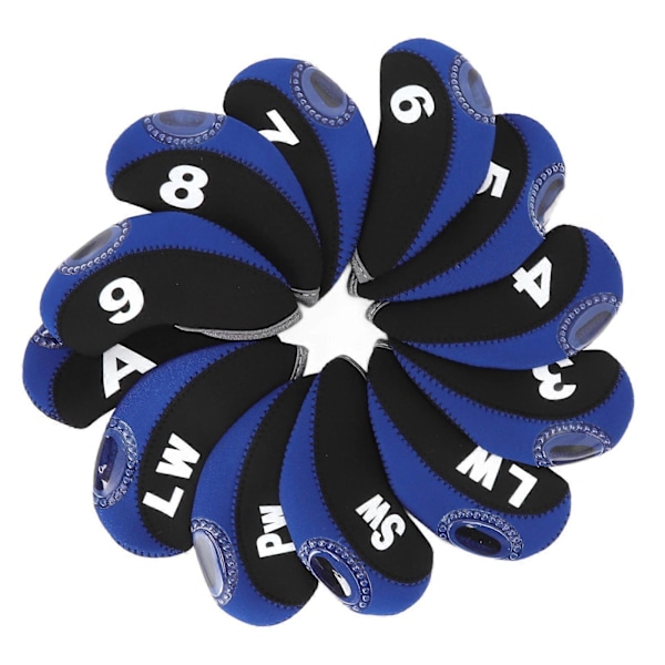 12 kpl Golfmailan Päälliset Golf Rautamailan Numeropäällinen Mailan Suojaava Päällinen Musta Royal Blue