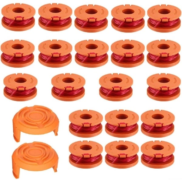 Til URPIZY plæneklipperspoler, 20 stk. spoler med 2 hætter, passer til Worx WA0010 WG154 WG163 WG180 WG184