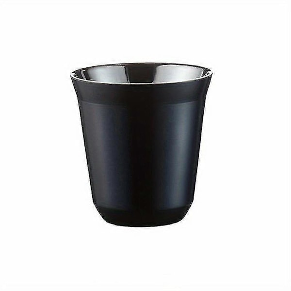 1 stk., Espresso kaffekop, 304 rustfrit stål kaffekrus, dobbeltvæggede tekopper, bærbare drikkekopper, til vandreture, camping, udendørs dekoration, sommer Wi Black Small