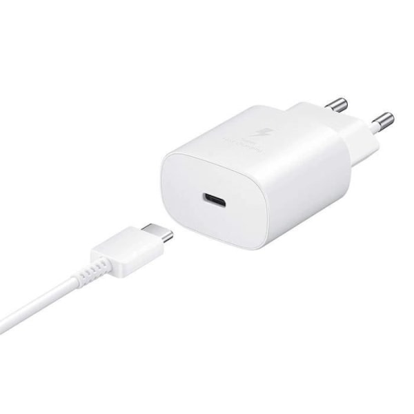 25W Vit Typ-C Laddare Pack + Typ-C Kabel för Samsung Galaxy A25 A15 A05 A05s A35 A55