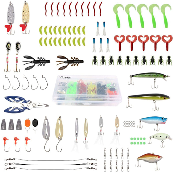 Fiskedrag, 101 stycken fiskedrag kit tillbehör konstgjorda beten fiskeartiklar inklusive fiskebox