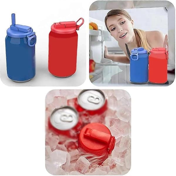 Läskburkslock med sugrör, skydd för öl, juice, läskburkslock med sugrör blå