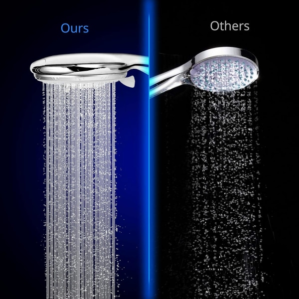 Brusesæt med Slange (2m), Højtryks Vandbesparende 5-Modes Sprøjte Håndholdt Bruseshower Universal Krom Bruseshower Sæt