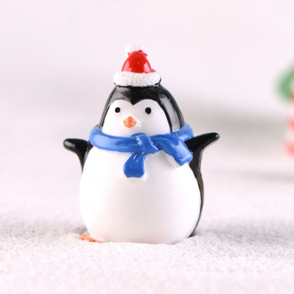 Desktop Pingvin Ornamenter Leke DIY Mikrolandskap Pingvin Miniatyr Jul