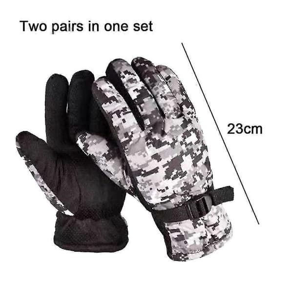 Efterår og vinter camouflage ski varme handsker plus fløjl tyk mode Gray