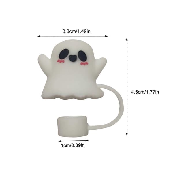 Halloween Silikon Sugrörsskydd för 10mm Sugrör för Mugg Dricka Dammskydd Sugrörsspetsar Tillbehör E