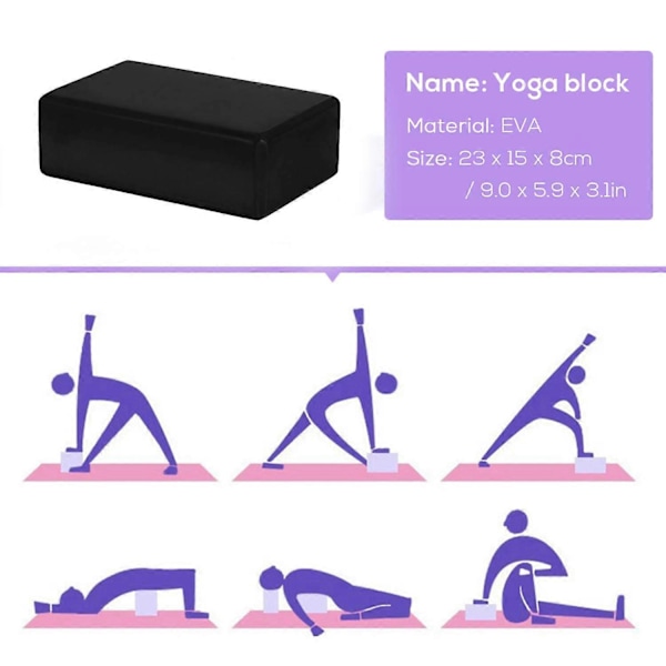 2 stk. Yogablokk og Yogastroppsett, høydensitets skumblokk for å støtte og forbedre posisjoner og fleksibilitet