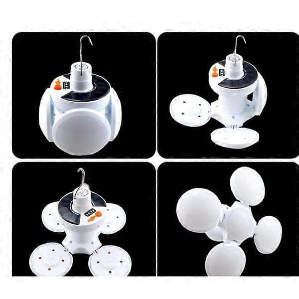 Campinglampe Deluxe - Solcelle + USB - Sammenleggbar