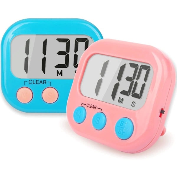 2-pack klassrumstimer för lärare barn stor magnetisk digital timer blå rosa färg