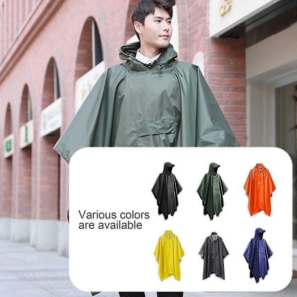 Regnkappa 3 i 1 Regnponcho Multifunktionell Regnrock Poncho Regnponcho Vuxen Vattentät Återanvändbar Blue