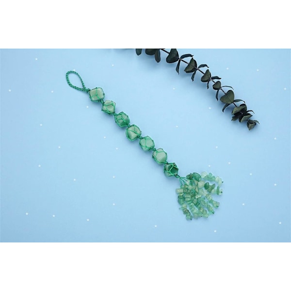 Krystall Henger Healing Krystaller Edelstener Dekor Tumbled Steiner Bil Bakspeil Vegg Henger Krystaller Reiki Krystall Gaver Green- Dongling