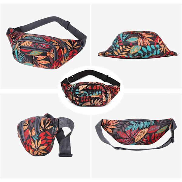 Midjeväsk Fanny Pack Bumbag för Dam Herr Unisex Röd Midjeväska med 4 Ficka med Blixtlås Justerbart Bälte Vattentät Bumbag