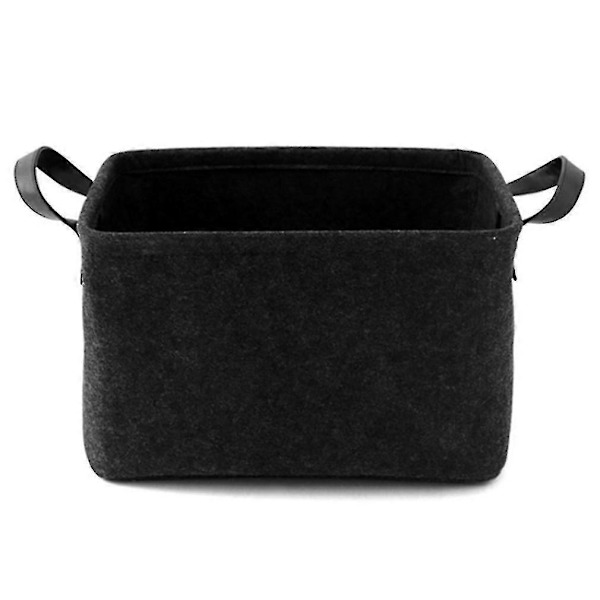 Oppbevaringskurv med to håndtak, filtkurv for leker, bøker, magasiner black 33CM*23CM*20CM