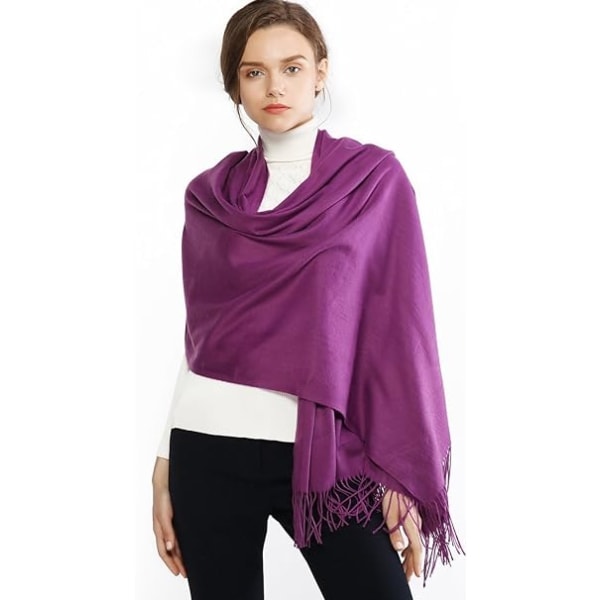 Dame Skjerf Pashmina Sjal og Wraps for Bryllup Skjerf for Kvinner Vinter Purple
