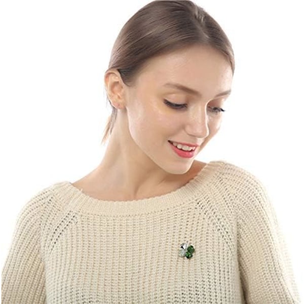 Lucky Leaf Brosch Pins Bling Diamond Crystal Brosch Pin för Kvinnor Flickor