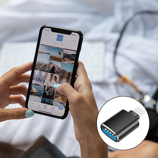 Kameraadapter - Lightning till USB OTG med laddningsport för iPhone och iPad, kompatibel med iPhone