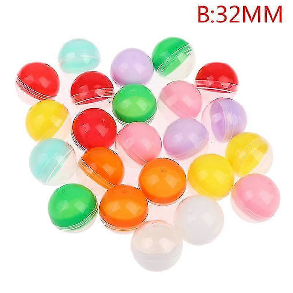 100 st/förpackning Tomma leksaksautomatkapslar i plast, halvt genomskinliga, halvt färgade runda bollar B 35mm