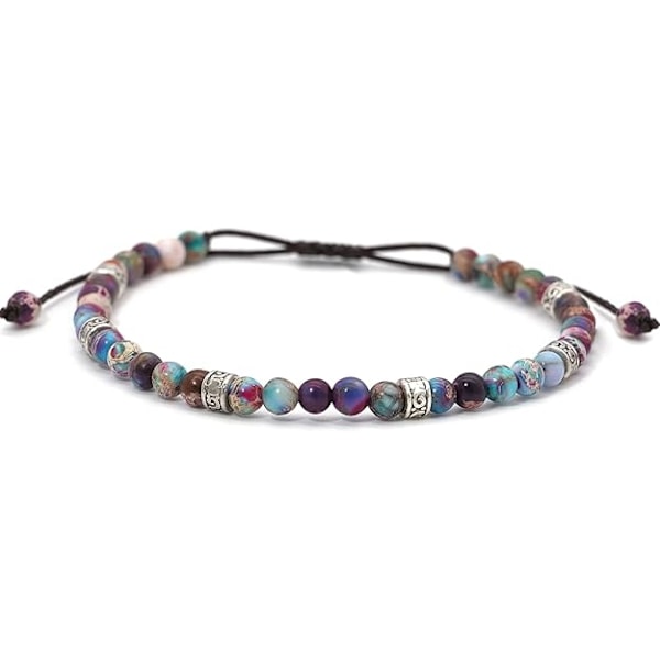 Pärl armband Justerbart Handgjort Snöre Armband Bohemiskt Färgglatt Sten Sträng Armband för Kvinnor