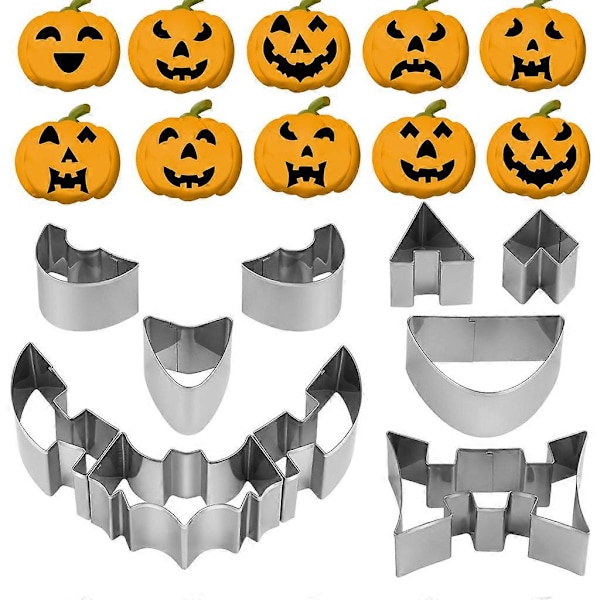 10/6 stk. Gresskarutskjæringssett i rustfritt stål Halloween Gresskarutskjæringsmaler 10 pcs