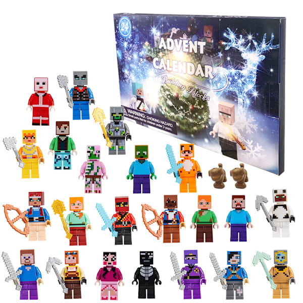 Minecraft Adventskalender Julgåva Set, Present Idé för Nedräkning till Äventyr med Dagliga Samlarföremål