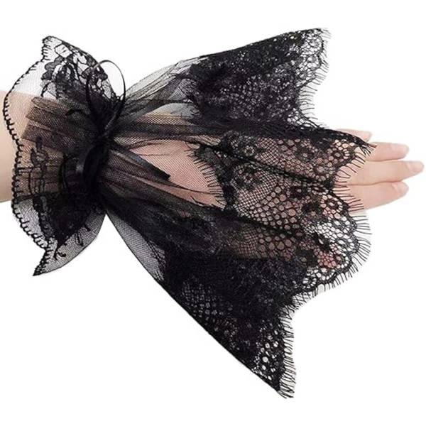 Kvinnors eleganta korta spetsnät fingerlösa handskar vintage gotiska bröllopsmanschetter för brudar damer Lolita spets handskar