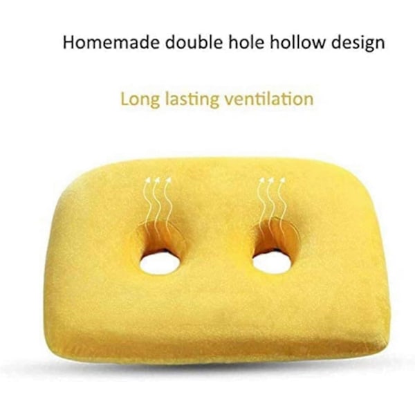 Termosker Iskias Tuberositas Siddepude med To Huller til Siddeknogler - Memory Foam Siddende Knogleaflastningspude til Numse, Lænd, Hofter (Farve: Bl