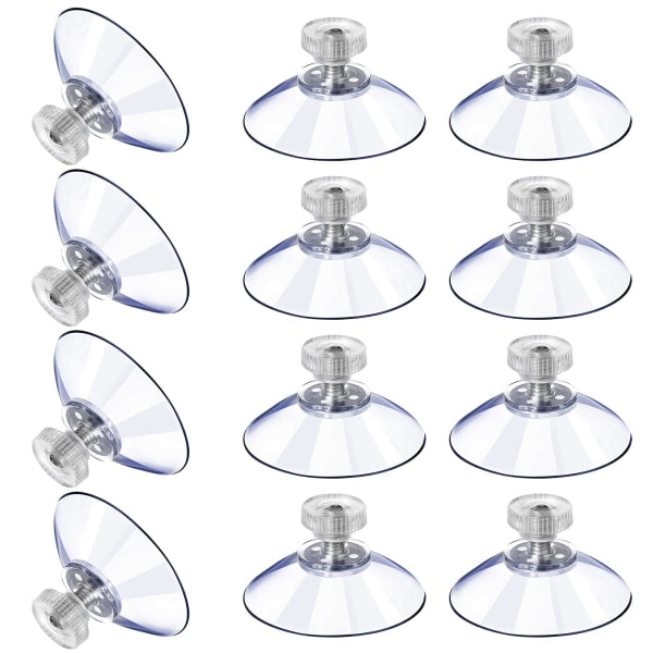 12 stora sugkoppar plast sugkoppar transparenta antikollisionssugkoppar gummiskruvmutter metall sugkopp stark (40M5-10)