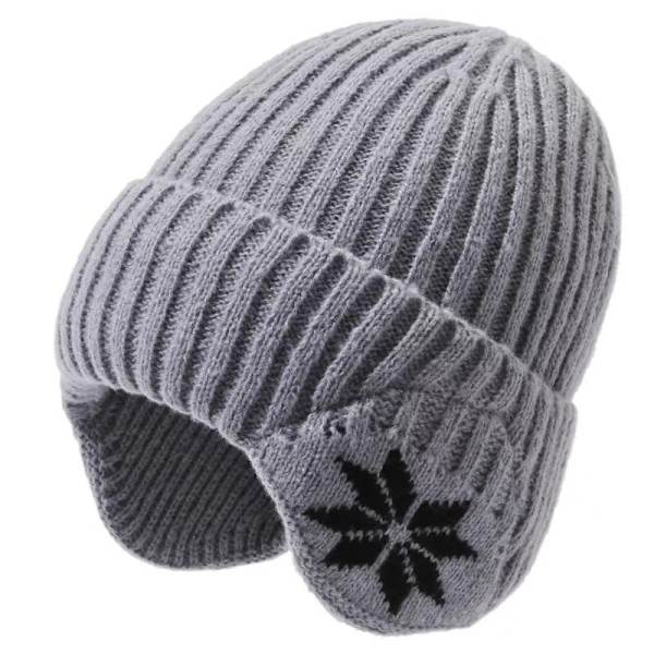 Vinter Blød Plys Strikket Hue Mænd Kvinder Vindtæt Sport Øreklapper Hue Solid Mode Hue Hatte Light gray
