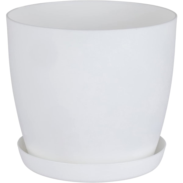 Home Garden Ornaments White Plant Pots Plant Pot with Plant Saucer – Flower Pots Outside with Mat Surface and Plant Tray – Plant Pots with Saucer