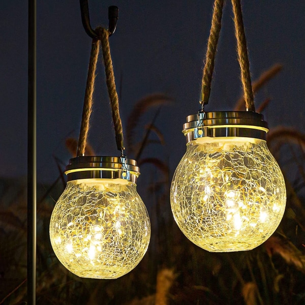 2pcs Outdoor Solar Lanterns, Hanging Solar Garden Lights