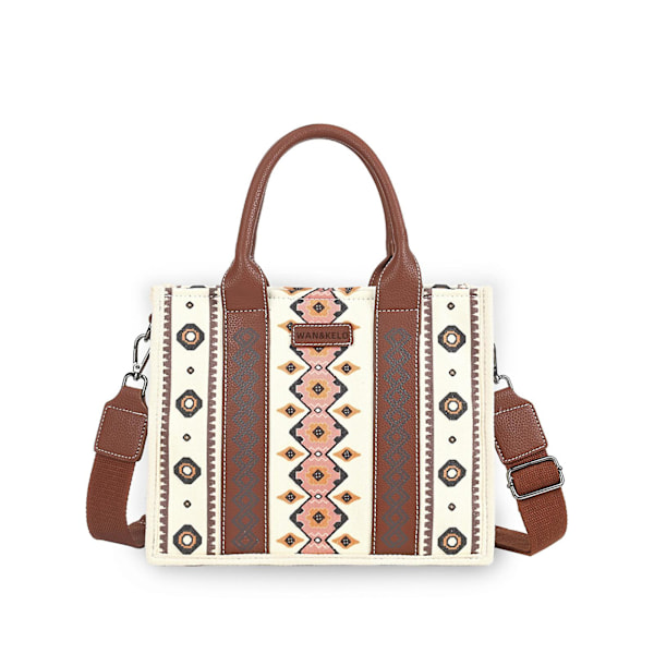 Wrangler Tote Bag Western Väskor för Kvinnor Axelremsväska Boho Aztec Handväskor NY Off-white S