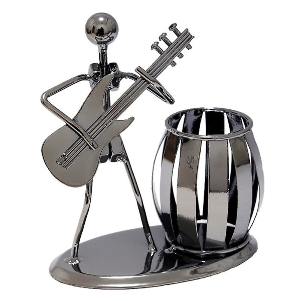 Metal Blyantsholder Kop, Guitar Rocker Design, Kontorforsyning Musik Iron Man Band Pen Holder